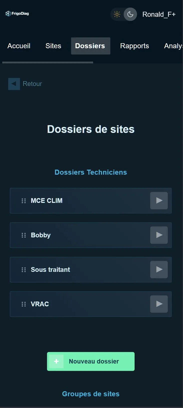 FrigoDiag mobile – vue 2
